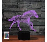 SUPERRUIDALONG 3D Horse Remote Control 16 Color Night Lights Illusion Acrylic LED Table Bedside Lamp Children Bedroom Desk Decor Birthday Gifts Toy for Kids