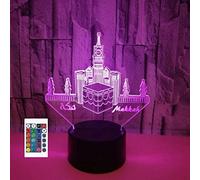 SUPERRUIDALONG 3D Islamic Castle Remote Control 16 Color Night Lights Illusion Acrylic LED Table Bedside Lamp Children Bedroom Desk Decor Birthday Christmas Gifts Toy for Kids