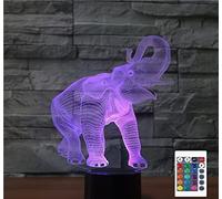 SUPERRUIDALONG 3D Lamp Elephant Night Light with Remote Control 16 Color Home Decoration Gift for Kids