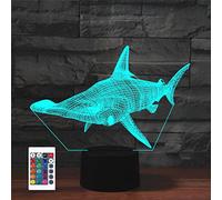 SUPERRUIDALONG 3D Marine Life Shark Remote Control 16 Color Night Lights Illusion Acrylic LED Table Bedside Lamp Children Bedroom Desk Decor Birthday Gifts Toy for Kids