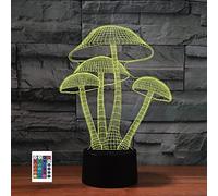 SUPERRUIDALONG 3D Mushroom Remote Control 16 Color Night Lights Illusion Acrylic LED Table Bedside Lamp Children Bedroom Desk Decor Birthday Gifts Toy for Kids