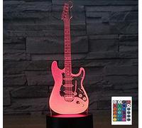 SUPERRUIDALONG 3D Music Electric Guitar Night Light with Remote Control 16 Color Table Lamps Home Decoration Gift for Kids