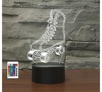 SUPERRUIDALONG 3D Roller Skating Shoes Remote Control 16 Color Night Lights Illusion Acrylic LED Table Bedside Lamp Children Bedroom Desk Decor Birthday Gifts Toy for Kids