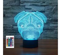 SUPERRUIDALONG 3D Shar Pei Night Light with Remote Control 16 Color Table Lamps Home Decoration Gift for Kids