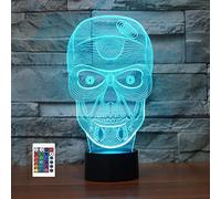 SUPERRUIDALONG 3D Skull Shape Night Light Remote Control 16 Color LED Table Lamp Home Decoration Gift for Kids