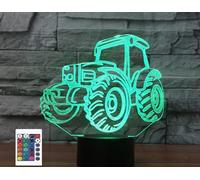 SUPERRUIDALONG 3D Tractor Remote Control 16 Color Night Lights Illusion Acrylic LED Table Bedside Lamp Children Bedroom Desk Decor Birthday Gifts Toy for Kids