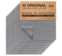 SUPERSCANDI 10 Pack Reusable Cleaning Cloths - 100% Biodegradable & Compostable Washable Swedish Dishcloth - Food-Safe & Plastic-Free Kitchen Cloth Suitable for Any Surface, Grey