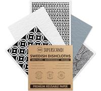 SUPERSCANDI 5 Pack Reusable Cleaning Cloths - 100% Biodegradable & Compostable | Washable Swedish Dishcloth - Food-Safe & Plastic-Free | Kitchen Cloth Suitable for Any Surface, Scandi Artdeco White