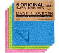 SUPERSCANDI 6 Pack Reusable Cleaning Cloths - 100% Biodegradable & Compostable | Washable Swedish Dishcloth - Food-Safe & Plastic-Free | Kitchen Cloth Suitable for Any Surface, Pink Green Blue