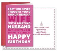 SuperShunhu Funny Birthday Card for Wife, Sarcastic Wife Birthday Card from the Amazing Husband, Happy Birthday Gift Ideas for Her