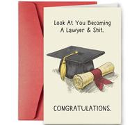 SuperShunhu Funny Law School Graduation Card, Congratulations Grad Card for Lawyer, Premium 300gsm Cardstock with Red Envelope