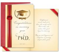 SuperShunhu PhD Graduation Card, Inspirational Doctoral Degree Congratulations Card, Elegant Academic Graduation Card for PhD Graduate, from Professor Parents or Colleagues