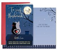 SuperShunhu Romantic Husband Card with Cats - Humorous Birthday or Anniversary Card for Him - I Love You Today & Forever - Sweet Valentine's Day Cards Gift with 2 Cats