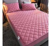 SuperSize bedsheet,Thick crystal velvet fitted sheets to keep warm bedspreads single double mattress cover men, women and -Pink_150cmx190cm+25cm(dpth)(1pcs)
