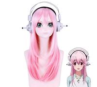 Supersonico Super Sonico 60cm Long Pink Ombre Hair With Headphone Prop Heat Resistant Cosplay Costume Wig No Headphones PL-333