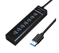 SuperSpeed USB 3.0 Hub 7-Port, Multiple Port USB Hub with Indictor Light, High Speed Data Transfer & Sync, Compatible with Mouse, Keyboard, Printer, Windows, MacOS, Linux