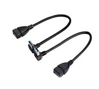 SuperSpeed USB 3.0 Male to Female Extension Data Cable Up and Down Angle 2PCS by Oxsubor(20CM,8IN)