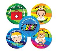 SuperStickers First Aid Stickers (Pack of 125), 28mm, Multicolor, Cartoon, Round, Waterproof