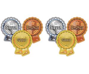 SuperStickers Gold, Silver and Bronze Rosette Stickers (120 Stickers) (Pack of 2)