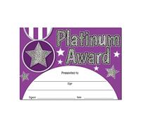 SuperStickers Platinum Award Sparkling Certificates (A5). Pack of 20.