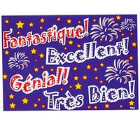 SuperStickers Postcard: French Praise Words - Blank Reverse,blue,148 x 105mm
