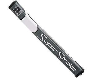 SuperStroke Traxion Flatso 1.0 Golf Putter Grip Featuring Our Distinct Pentagonal Wide, Flat Shape with Five Pronounced Edges, Gray/White