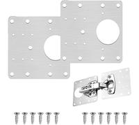 Supertech 2PCS Stainless Steel Door Hinge Repair Plate Kit - 90mm x 90mm, Polished Finish, for Kitchen Cabinet Hinges, Brackets for Cupboards & Furniture Fixing