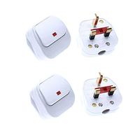SUPERTOOL 3 Pin Switched Mains Plug White with Big Swtch Neon Indicator Light for Home, Workplace-4pcs