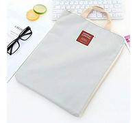 SUPERTOOL A4 File Folder Canvas Document Bag Modern Simple Canvas Handbag Gray Ipad Holder Stationery Storage Zip with Inside Liner