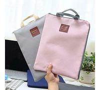 SUPERTOOL A4 File Folder Canvas Document Bag Modern Simple Canvas Handbag Pink Ipad Holder Stationery Storage Zip with Inside Liner