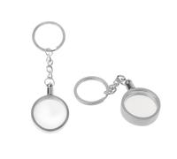 Supertool Coin Holder Keychains, 2pcs Coin Bezel Keyrings Metal Keyring Accessories 30mm Coin Medallion Holder for DIY Project (Silver)
