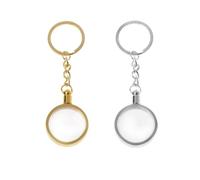 Supertool Coin Holder Keychains, 2pcs Coin Bezel Keyrings Metal Keyring Accessories 30mm Coin Medallion Holder for DIY Project (Gold & Silver)