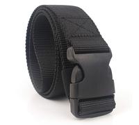 Supertool Unisex Nylon Canvas Belt, Black Outdoor Military Belt with Plastic Buckle, Adjustable Webbing Belt for Men and Women, Length 120cm
