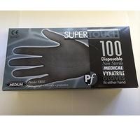 SuperTouch 100 Strong Size MEDIUM Black Latex FREE Disposable Gloves Tattoo Artist Hairdresser Gardening Medical Decorator Beauty Salon