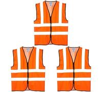 SuperTouch 32384 Zipped Hi Vis Vest, X-Large, Orange (Pack of 3)