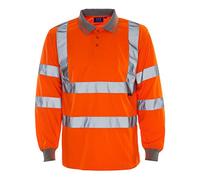 Supertouch 35E85 Long Sleeved Hi Vis Polo Shirt, XX-Large, Orange