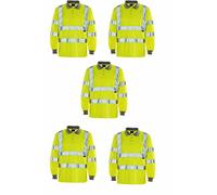 Supertouch 5 Pack High Vis Hi Viz Visibility Polo Shirt Longsleeves Yellow Large
