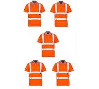 SuperTouch 5 Pack High Vis Hi Viz Visibility Polo Shirt Shortsleeves Orange Small