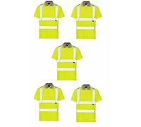 SuperTouch 5 Pack High Vis Hi Viz Visibility Polo Shirt Shortsleeves Yellow XXXX-Large