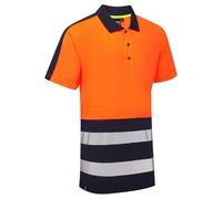Supertouch Blue Sphere Essentials Hi Vis Eco Two Tone CoolAir Orange Polo T-Shirt - Breathable, Sustainable and Reflective Workwear for Rail & Construction (UK, Alpha, 3XL, Regular, Regular, Orange)