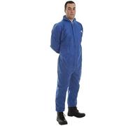 Supertouch Disposable Coverall Type 5/6 SMS - Breathable, Anti-Static, CE Certified Protective Suit for Asbestos Removal, General Construction & Low-Risk Chemical Splash Protection, Blue, Large