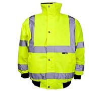SuperTouch Kids Children's Junior Hi Vis High Viz Visibility Safety Waterproof Bomber Jacket (Age 7-9 Years, Hi Vis Yellow)