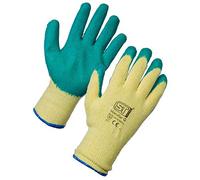 Supertouch Latex Coated Rubber Safety Gloves - 1 Pair - Green - 8/Medium