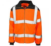 SuperTouch Men's Hi Vis Viz Visibility Premium Safety Work Fleece Jacket Orange XX-Large