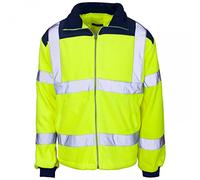 SuperTouch Men's Hi Vis Viz Visibility Premium Safety Work Fleece Jacket Yellow 3X-Large