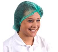 Supertouch Mob Cap - Disposable Non-Woven Polypropylene Cap, Elasticated, 52cm, Pleated, Food Safe, Green, 100pcs