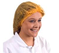 Supertouch Mob Cap - Disposable Non-Woven Polypropylene Cap, Elasticated, 52cm, Pleated, Food Safe, Orange, 100pcs