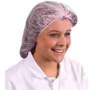 Supertouch Mob Cap - Disposable Non-Woven Polypropylene Cap, Elasticated, 52cm, Pleated, Food Safe, Pink, 100pcs