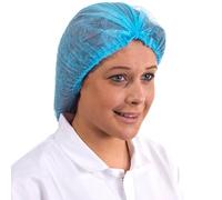 Supertouch Mob Cap - Disposable Non-Woven Polypropylene Cap, Elasticated, 52cm, Pleated, Food Safe, Sky Blue, 100pcs
