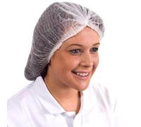 Supertouch Mob Cap - Disposable Non-Woven Polypropylene Cap, Elasticated, 52cm, Pleated, Food Safe, White, 100pcs